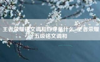 王者荣耀铭文调和百穿是什么_王者荣耀五级铭文调和