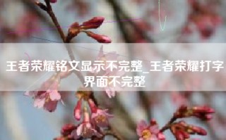 王者荣耀铭文显示不完整_王者荣耀打字界面不完整