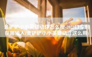 金铲铲小小英雄动作怎么按-2022口令码在哪输入(金铲铲小小英雄动作这么用)