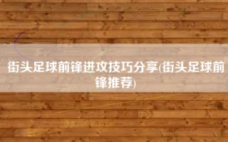 街头足球前锋进攻技巧分享(街头足球前锋推荐)