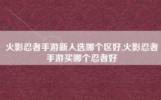 火影忍者手游新人选哪个区好,火影忍者手游买哪个忍者好
