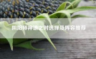 阴阳师神谕之时选择及阵容推荐