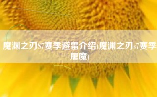 魔渊之刃S7赛季避雷介绍(魔渊之刃s7赛季屠魔)