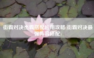 街霸对决杰霸搭配运用攻略(街霸对决最强阵容搭配)