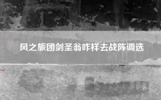 风之旅团剑圣翁咋样去战阵调选
