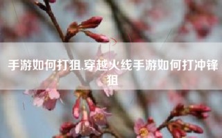 手游如何打狙,穿越火线手游如何打冲锋狙