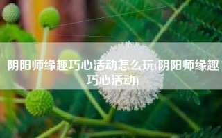 阴阳师缘趣巧心活动怎么玩(阴阳师缘趣巧心活动)