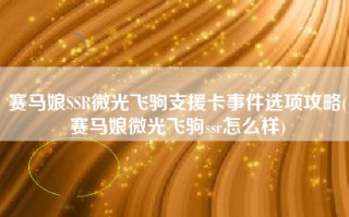 赛马娘SSR微光飞驹支援卡事件选项攻略(赛马娘微光飞驹ssr怎么样)