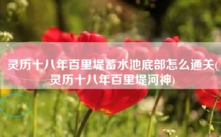 灵历十八年百里堤蓄水池底部怎么通关(灵历十八年百里堤河神)