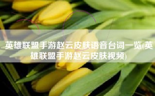 英雄联盟手游赵云皮肤语音台词一览(英雄联盟手游赵云皮肤视频)