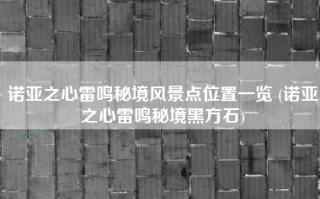 诺亚之心雷鸣秘境风景点位置一览 (诺亚之心雷鸣秘境黑方石)