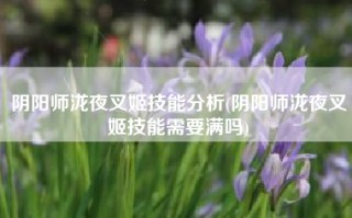 阴阳师泷夜叉姬技能分析(阴阳师泷夜叉姬技能需要满吗)
