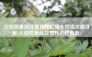 火焰纹章风花雪月死亡骑士打法攻略详解(火焰纹章风花雪月必挖角色)
