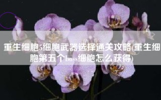 重生细胞5细胞武器选择通关攻略(重生细胞第五个boss细胞怎么获得)