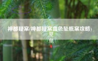 神都疑案(神都疑案血色坠瓶案攻略)