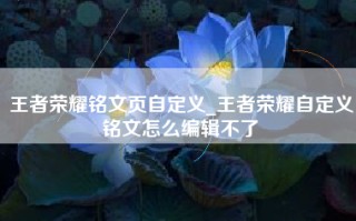 王者荣耀铭文页自定义_王者荣耀自定义铭文怎么编辑不了