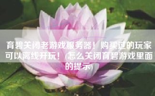 育碧关闭老游戏服务器！购买过的玩家可以离线开玩！(怎么关闭育碧游戏里面的提示)