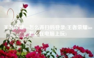 王者荣耀ios怎么弄扫码登录(王者荣耀ios怎么在电脑上玩)