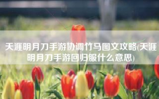 天涯明月刀手游协调竹马图文攻略(天涯明月刀手游回归服什么意思)
