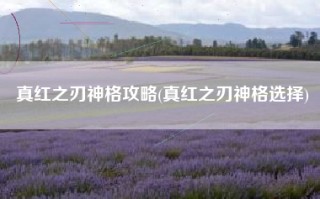 真红之刃神格攻略(真红之刃神格选择)
