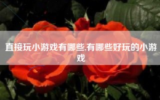 直接玩小游戏有哪些,有哪些好玩的小游戏