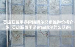 英雄联盟手游雷喵喵尔怒角维迦价格介绍 (英雄联盟手游雷喵喵尔怎么获得)