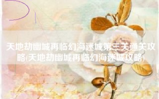 天地劫幽城再临幻海迷城第三关通关攻略(天地劫幽城再临幻海迷城攻略)