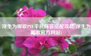浮生为卿歌PVE平民阵容搭配攻略(浮生为卿歌官方网站)