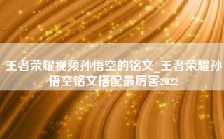 王者荣耀视频孙悟空的铭文_王者荣耀孙悟空铭文搭配最厉害2022