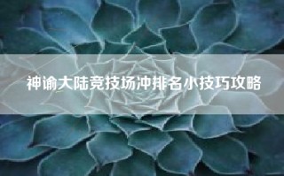 神谕大陆竞技场冲排名小技巧攻略