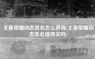 王者荣耀动态签名怎么获得(王者荣耀动态签名值得买吗)