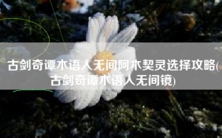古剑奇谭木语人无间阿木契灵选择攻略(古剑奇谭木语人无间镜)