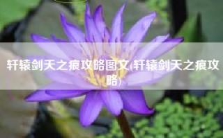 轩辕剑天之痕攻略图文(轩辕剑天之痕攻略)