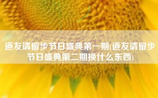 道友请留步节日盛典第一期(道友请留步节日盛典第二期换什么东西)
