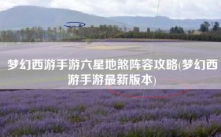 梦幻西游手游六星地煞阵容攻略(梦幻西游手游最新版本)