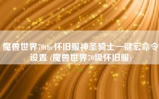 魔兽世界70tbc怀旧服神圣骑士一键宏命令设置 (魔兽世界70级怀旧服)