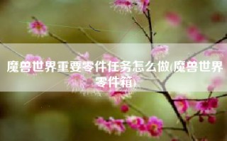 魔兽世界重要零件任务怎么做(魔兽世界零件箱)