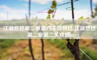 江湖悠悠第二章第六关如何过(江湖悠悠第二章第二关攻略)