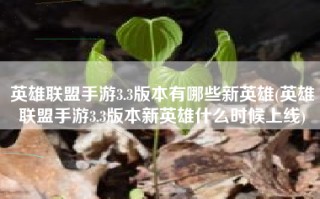 英雄联盟手游3.3版本有哪些新英雄(英雄联盟手游3.3版本新英雄什么时候上线)