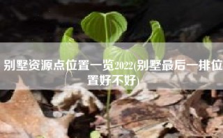 别墅资源点位置一览2022(别墅最后一排位置好不好)