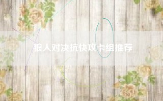 狼人对决抗快攻卡组推荐