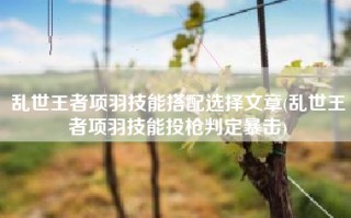 乱世王者项羽技能搭配选择文章(乱世王者项羽技能投枪判定暴击)