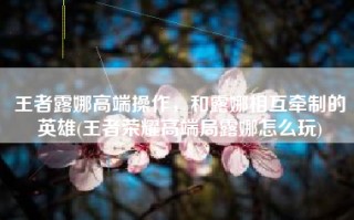王者露娜高端操作，和露娜相互牵制的英雄(王者荣耀高端局露娜怎么玩)