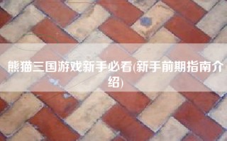 熊猫三国游戏新手必看(新手前期指南介绍)