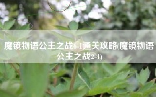 魔镜物语公主之战6-1通关攻略(魔镜物语公主之战2-1)