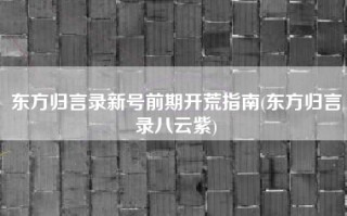 东方归言录新号前期开荒指南(东方归言录八云紫)