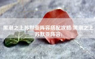 黑潮之上苏默亚阵容搭配攻略(黑潮之上苏默亚阵容)