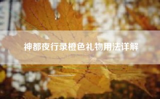 神都夜行录橙色礼物用法详解
