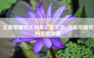 王者荣耀铠无敌暴击铭文页_王者荣耀铠的无敌装备
