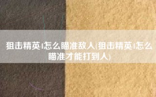 狙击精英4怎么瞄准敌人(狙击精英4怎么瞄准才能打到人)